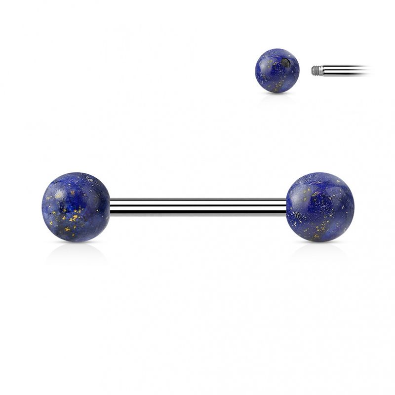 Stone Nipple Barbell Sodalite Blue