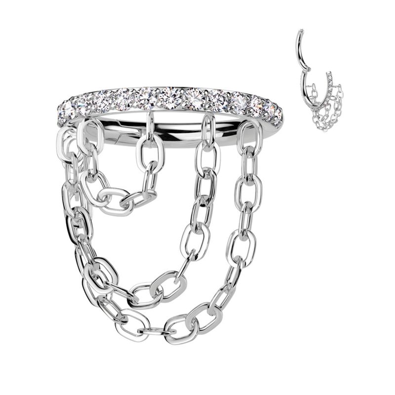 Embla Triple Chain Hinged Ring Clear