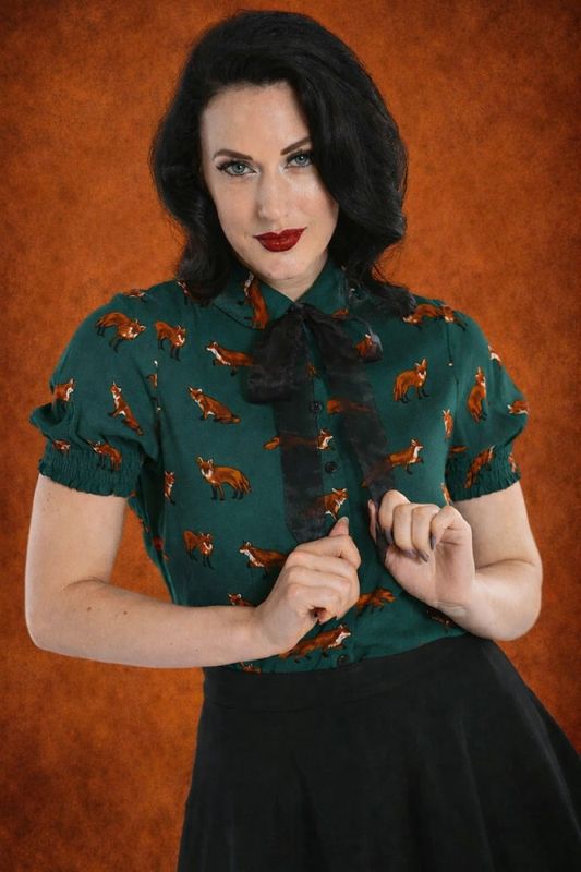 Vixey Fox Blouse Dark Green
