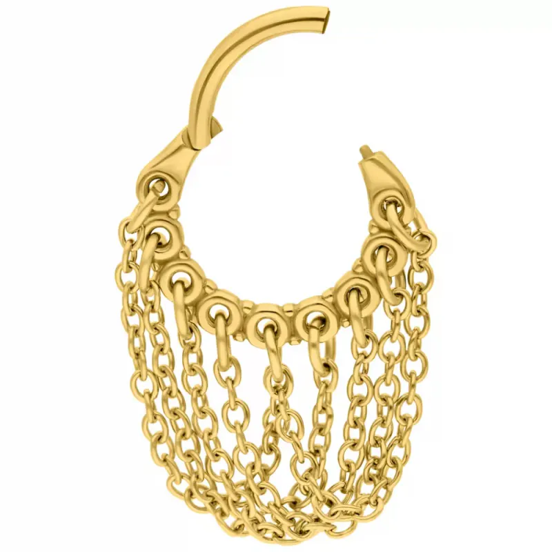 Gold Chains Twisted Hinged Ring 