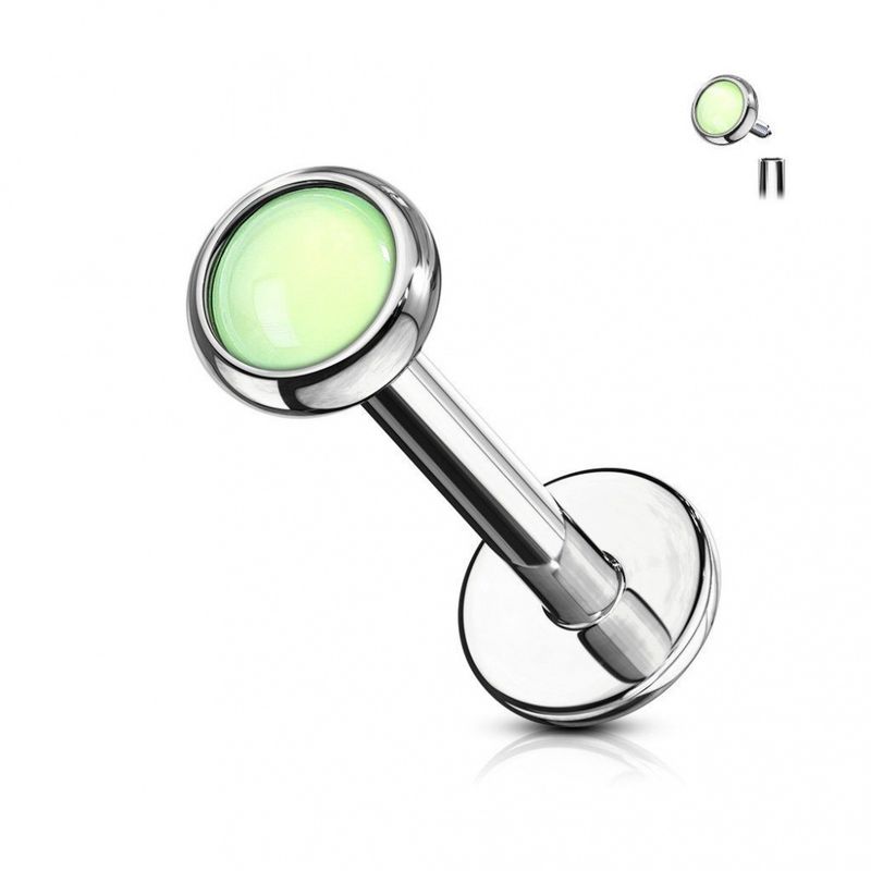 Illuminating Stone Internally Threaded Labret Green