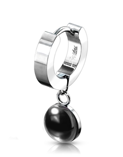 Main Image Hoop Earring Stone Black ...
