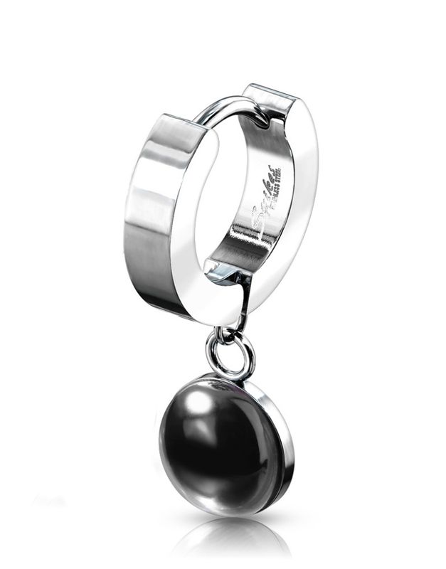 Hoop Earring Stone Black Agate