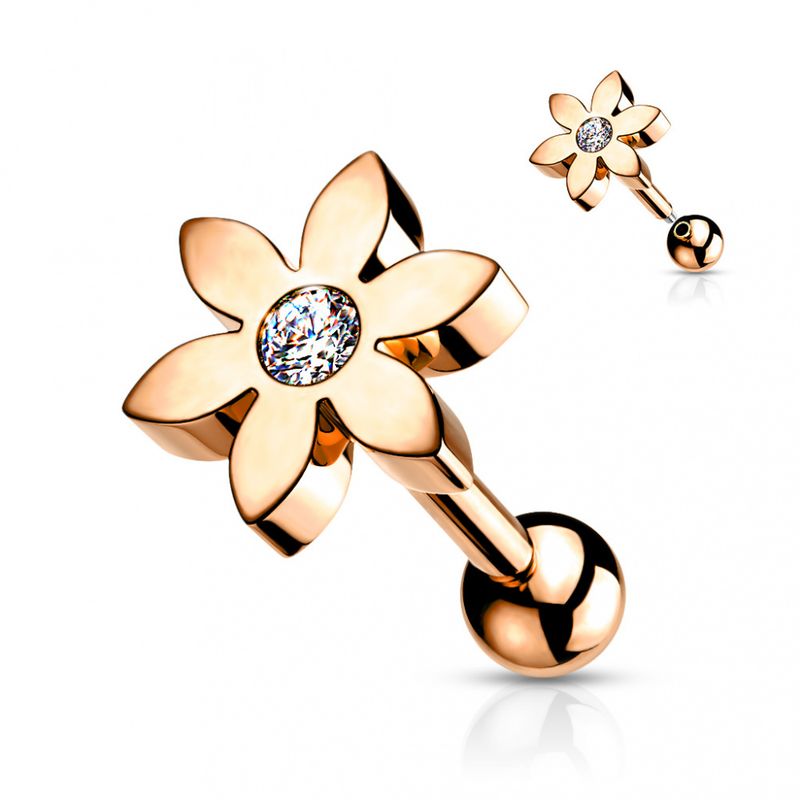 Flower Barbell Rose Gold