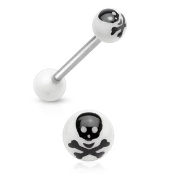 Hovedbillede Acrylic Barbell Skull Hvite