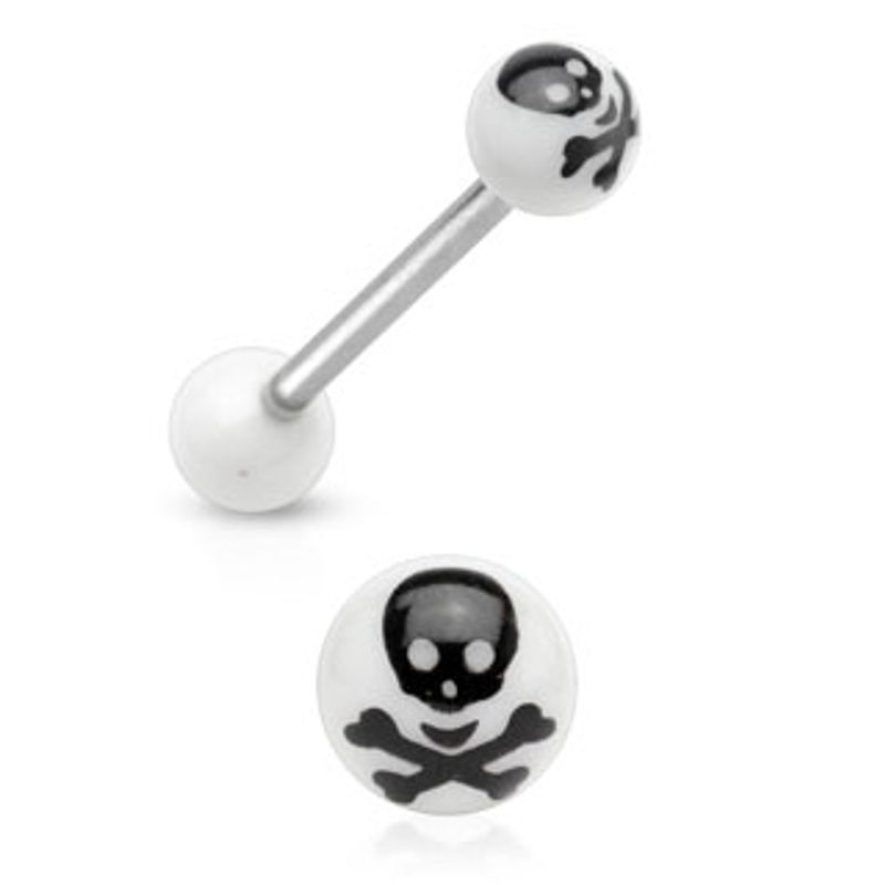 Acrylic Barbell Skull Hvite
