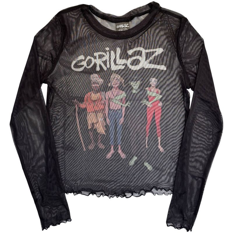 Gorillaz Ladies Long Sleeve Mesh Crop Top