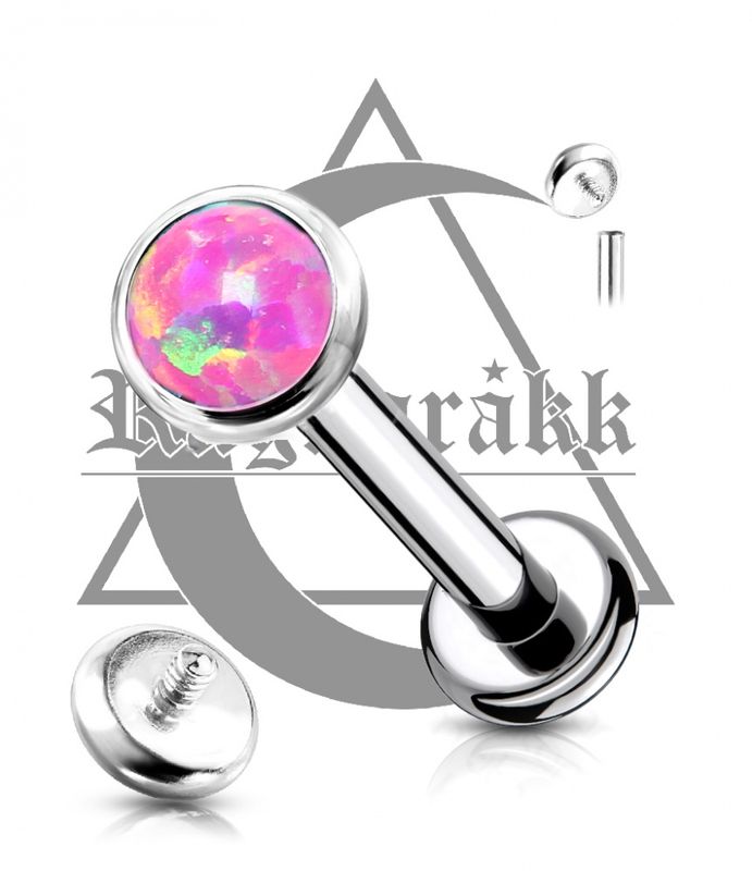 Flat Opal Internally Threaded Labret Pink