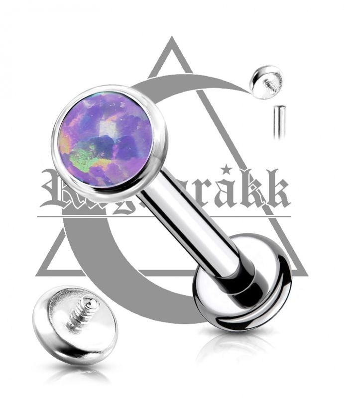 Flat Opal Internally Threaded Labret Purple