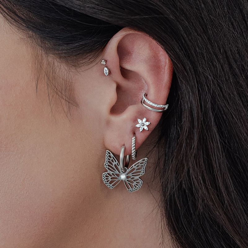 Little Butterfly Hoops Black