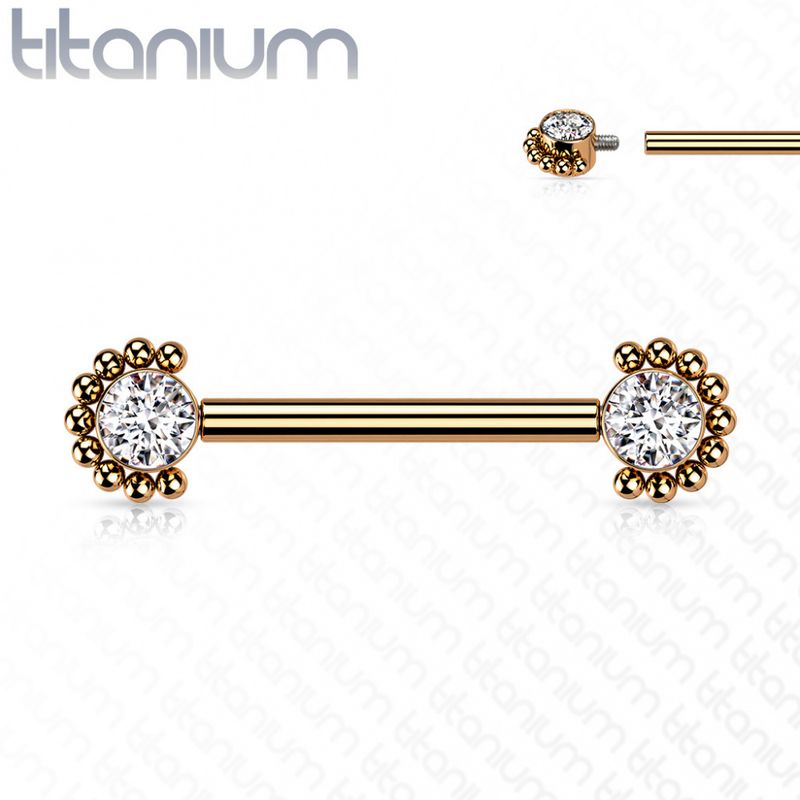 Sana Nipple Barbell Rose Gold Clear