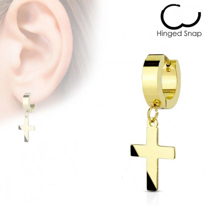 Main Image Hoop Earring Cross Dangle ...