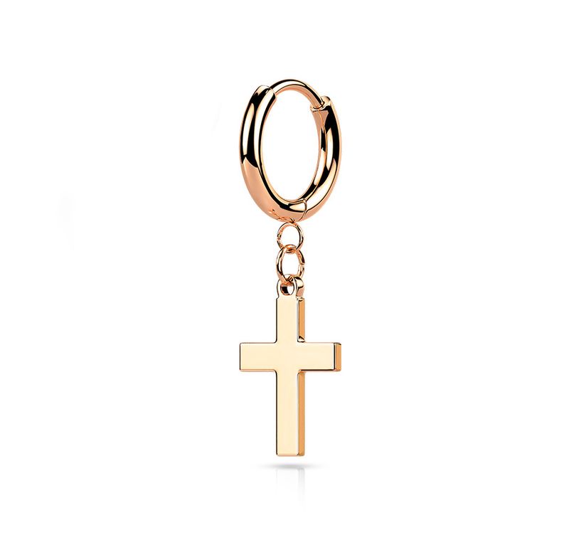 Hoop Small Cross Rose Gold