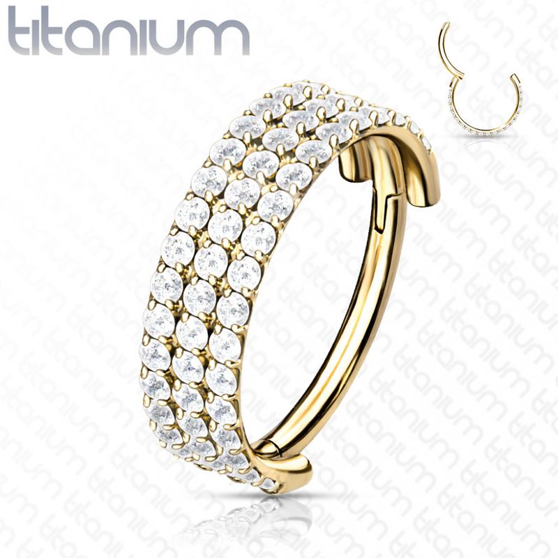 Cleopatra Triple Hinged Ring Gold Clear