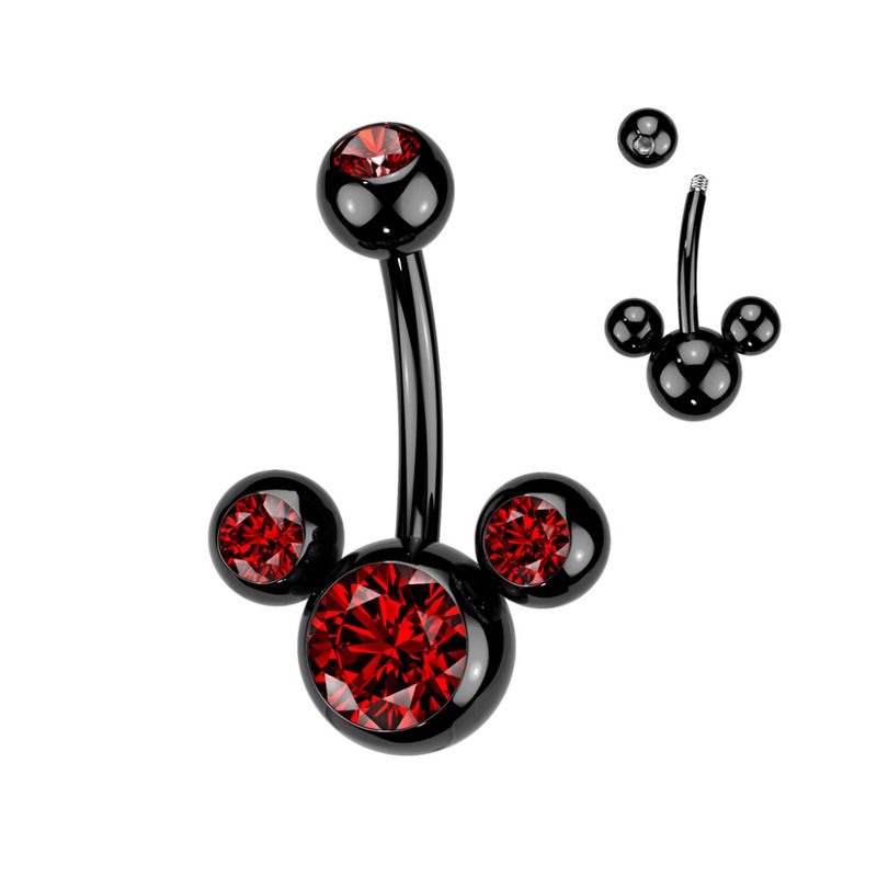 Mouse Belly Ring Black Red