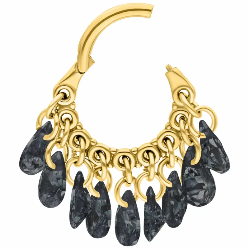 Samara Hinged Ring Gold Black