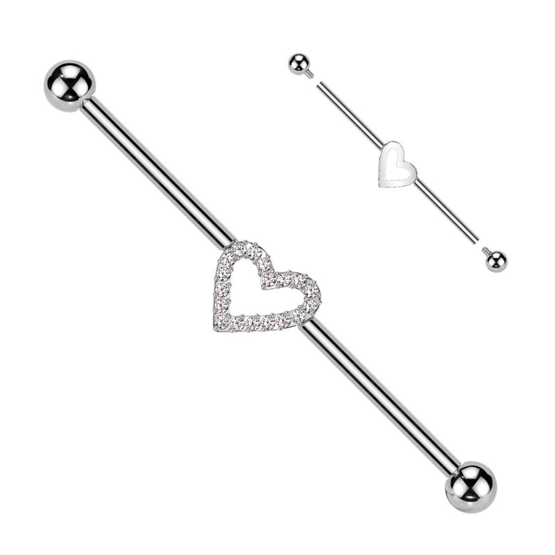 Crystal Heart Industrial Barbell