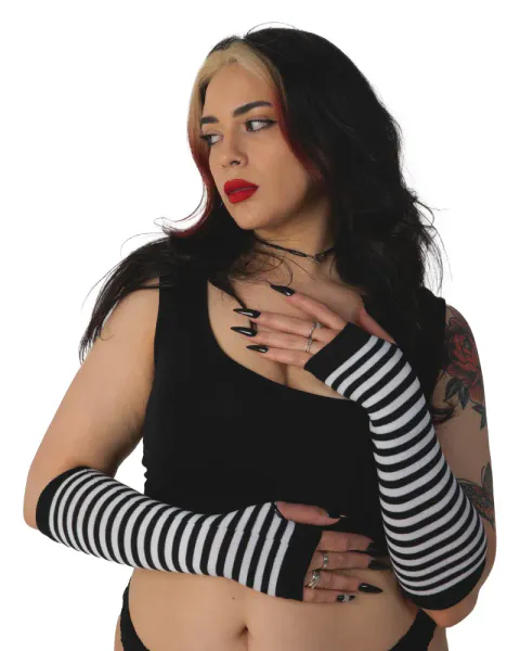 Bilde av Striped Fingerless Gloves ...