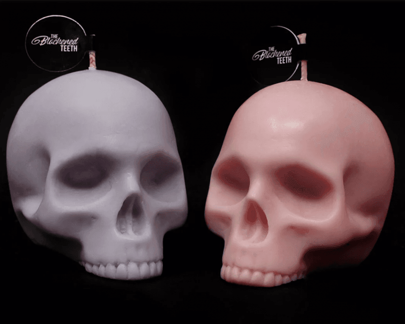 Half Jaw Skull Candle