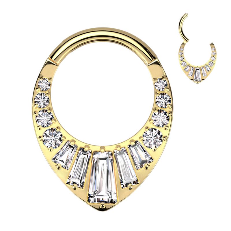 Queen Emia Hinged Ring Gold Clear