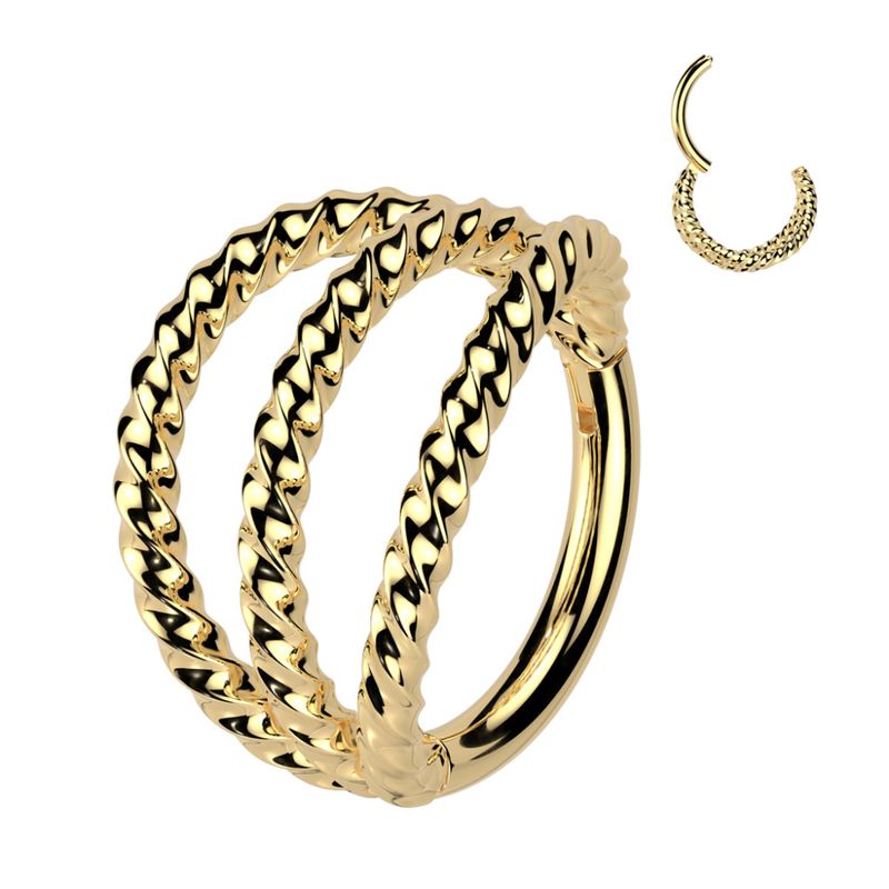 Braided Triple Hinged Ring Gold