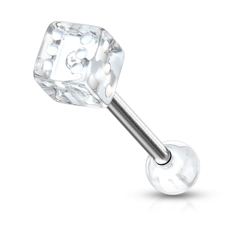 Acrylic Barbell Dice Clear 
