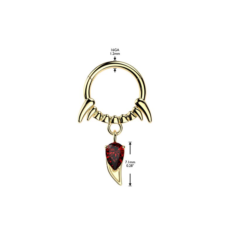 Vampiria Fangs Hinged Ring Red