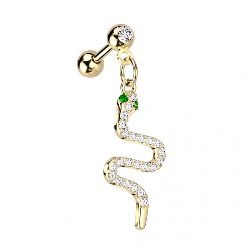 Snake Dangle Barbell Gold