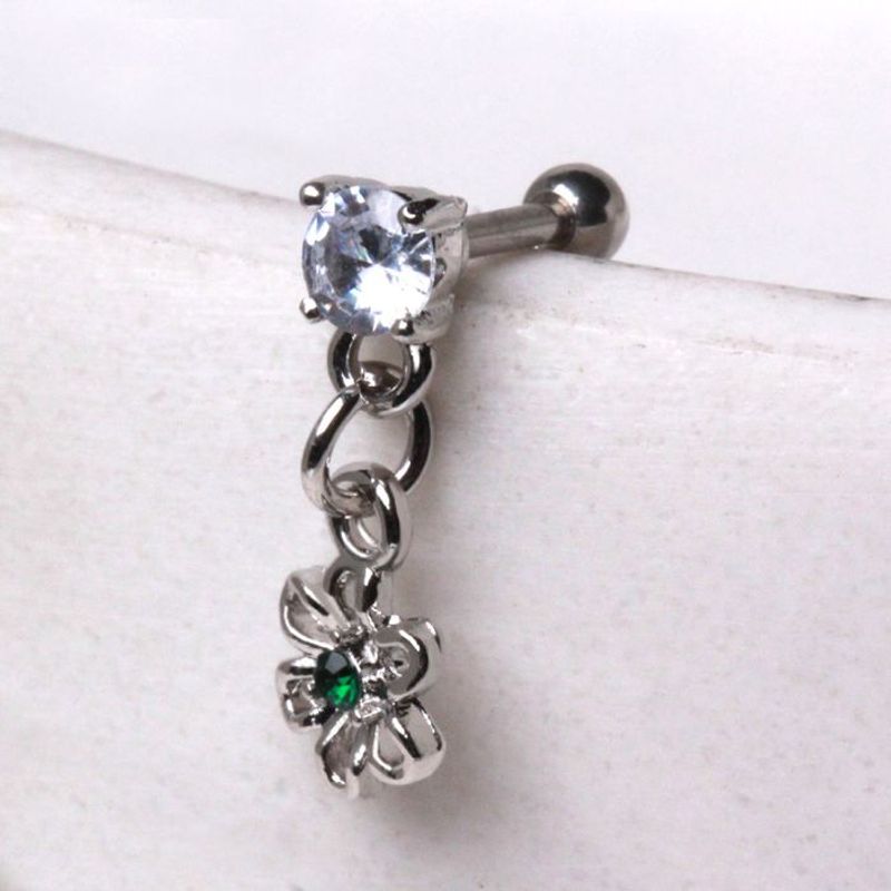 Green Gem Flower Barbell 