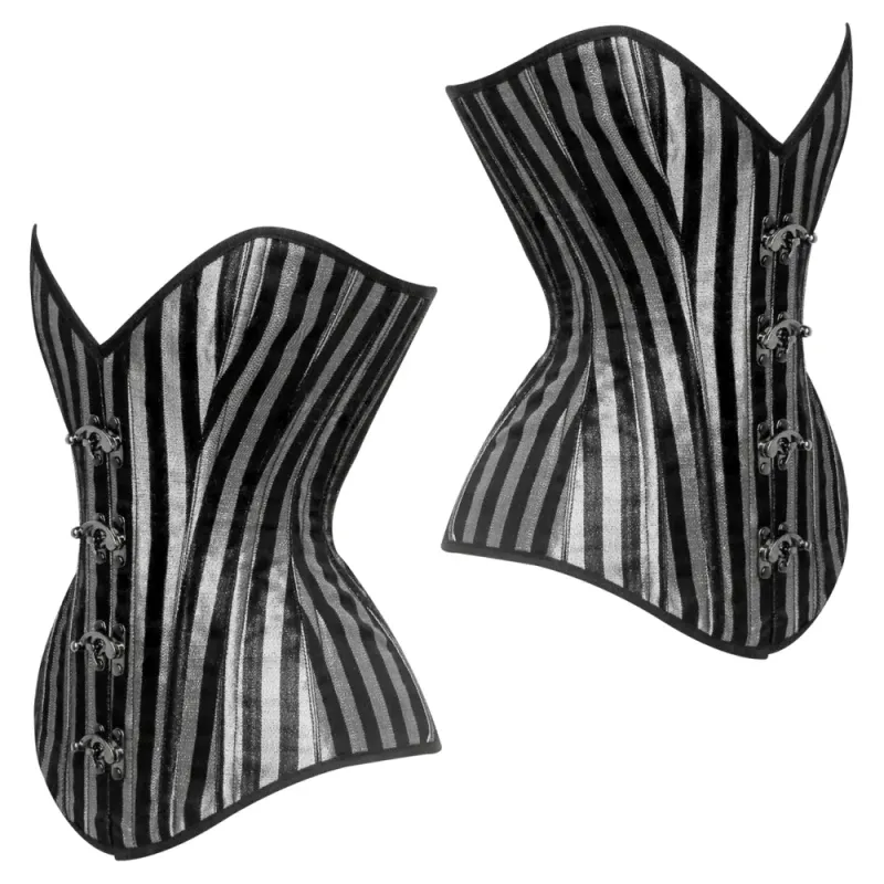 Lydia Silver Brocade Overbust Corset
