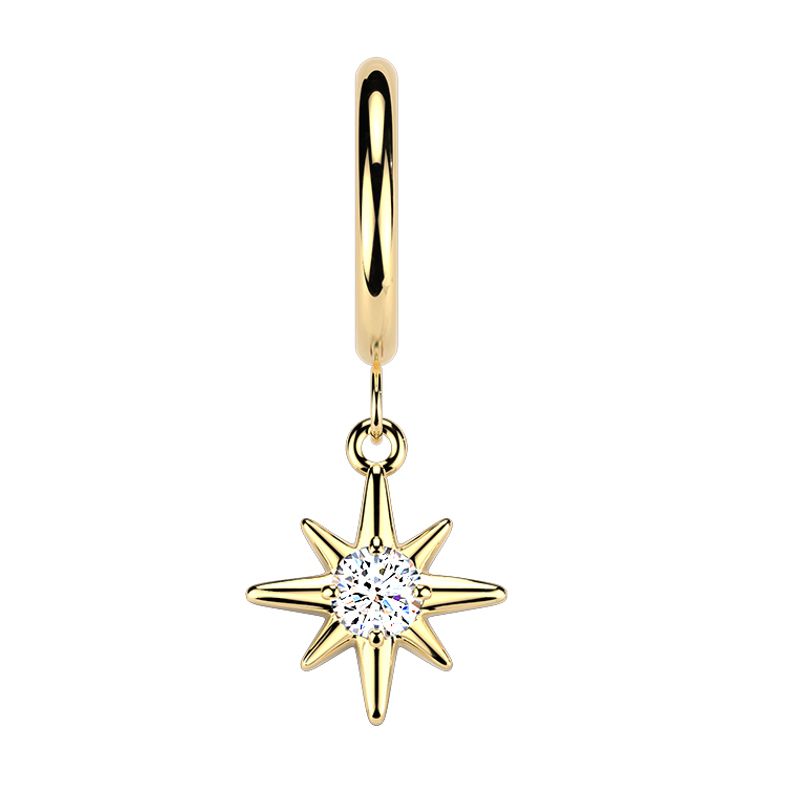 Hoop Earring Sunburst Gold Clear