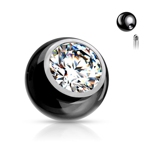 Main Image 1,2mm Jeweled Ball Black ...
