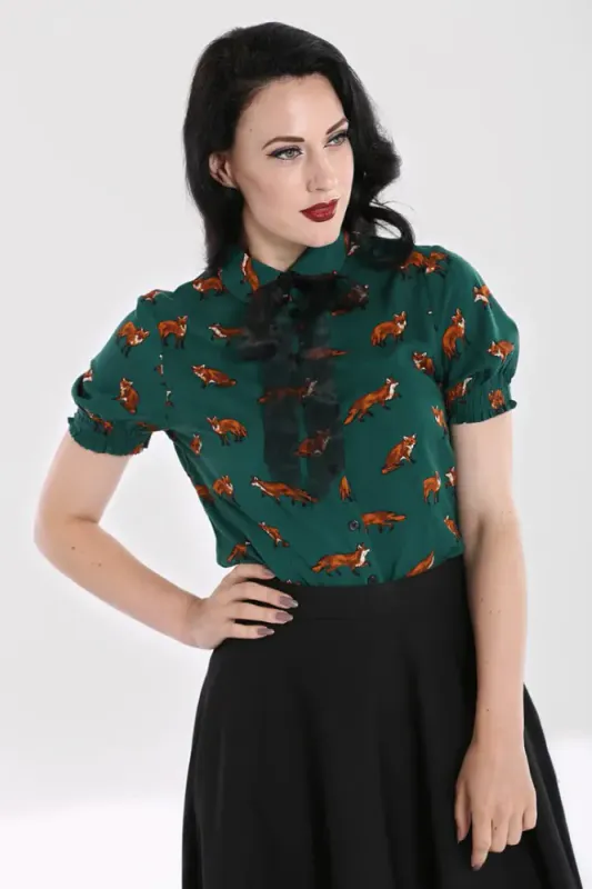 Vixey Fox Blouse Dark Green
