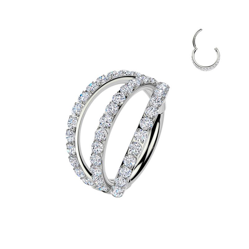 Pan Triple Crystal Hinged Ring Clear