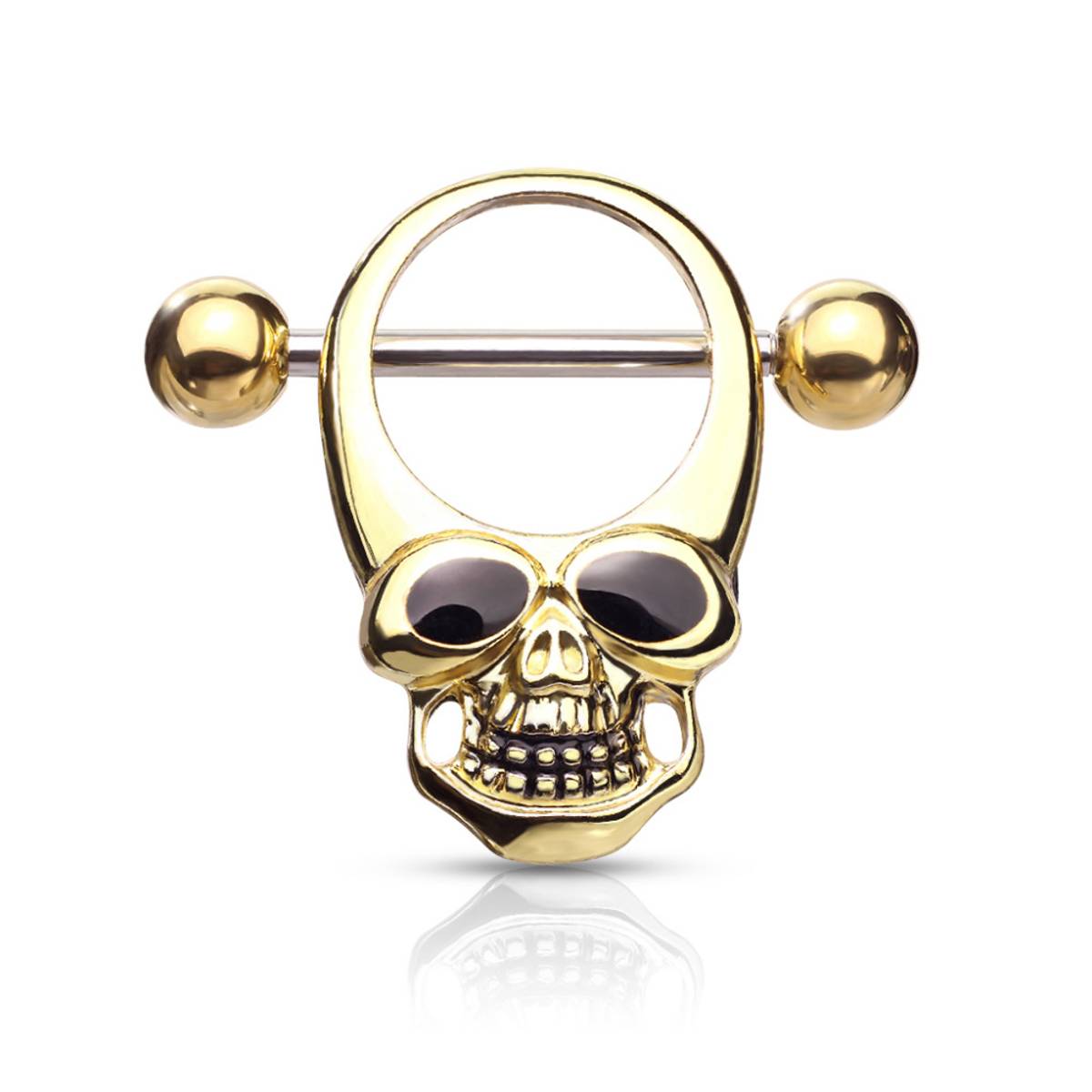 Skull Nipple Bar Gold