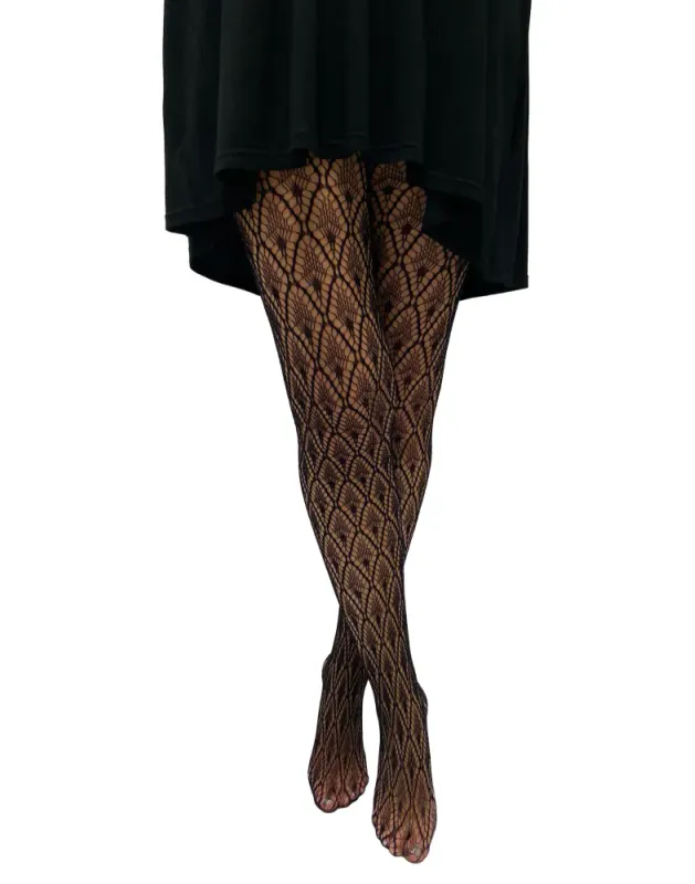 Peacock Feather Net Tights Plus Size