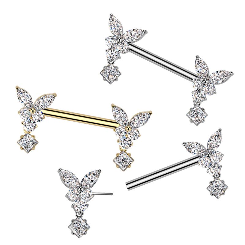 Butterfly Dangle Push-fit Nipple Bar Clear