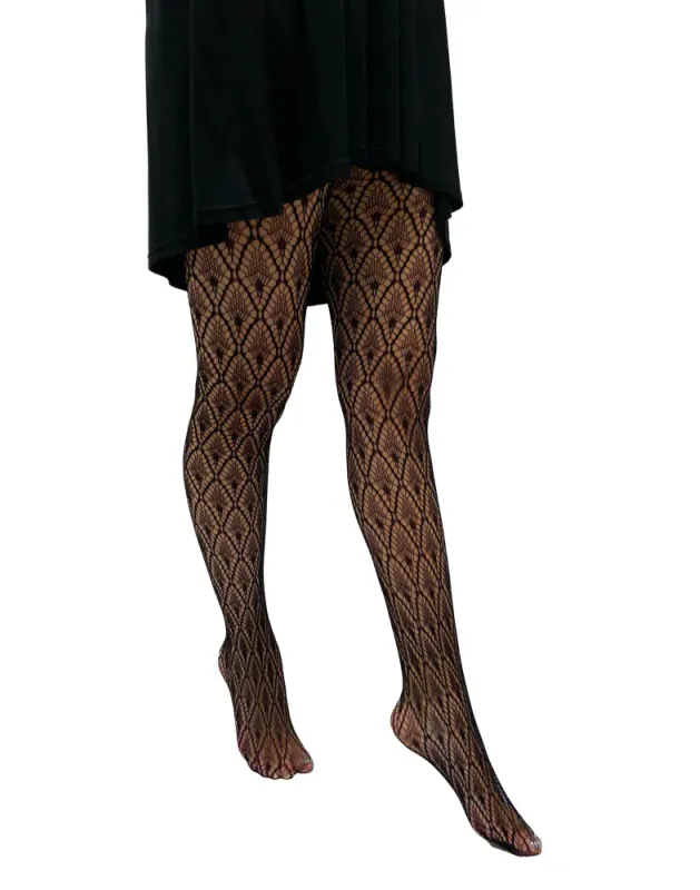 Peacock Feather Net Tights Plus Size