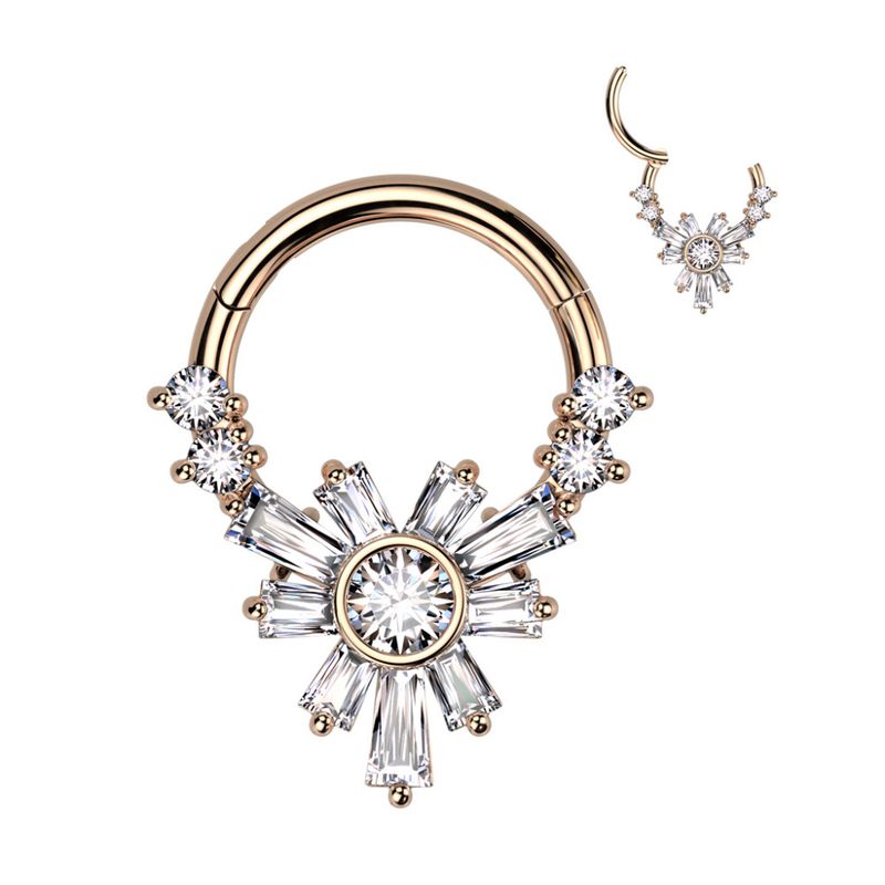 Ra Flower Hinged Ring Rose Gold Clear