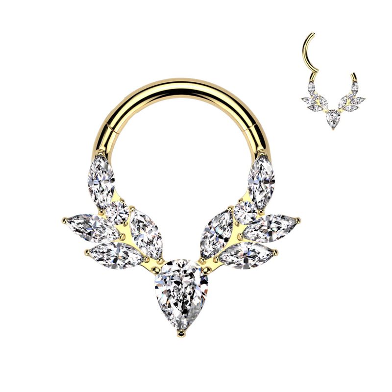 Evaki Hinged Ring Gold Clear