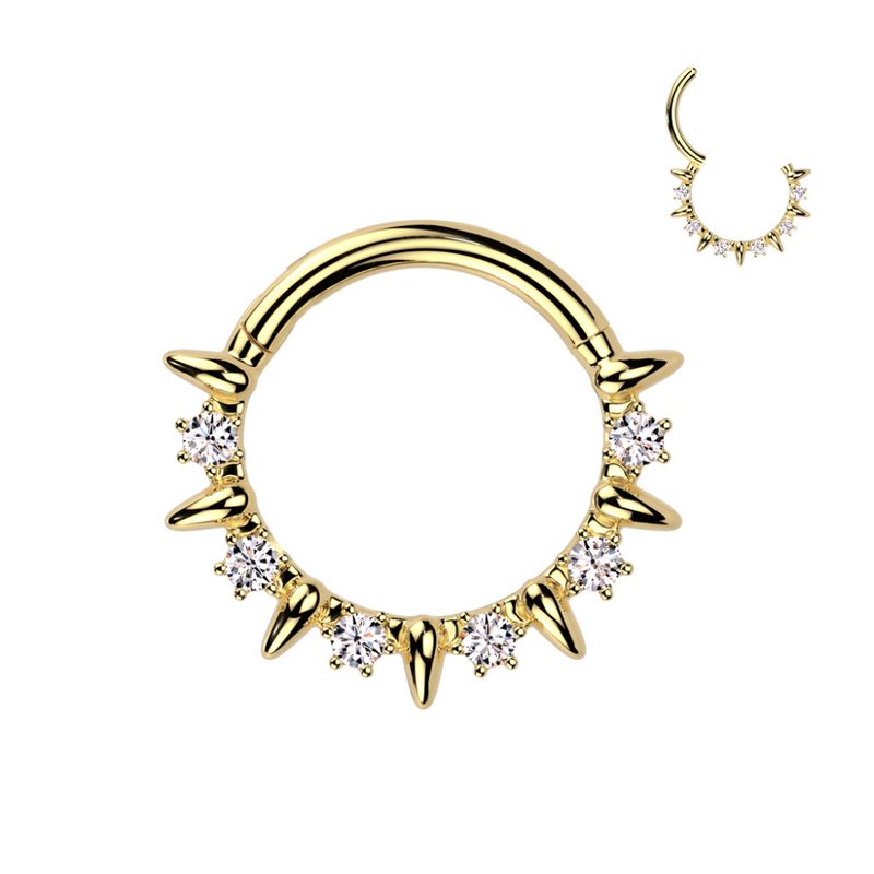 Drac Gem Hinged Ring Gold Clear