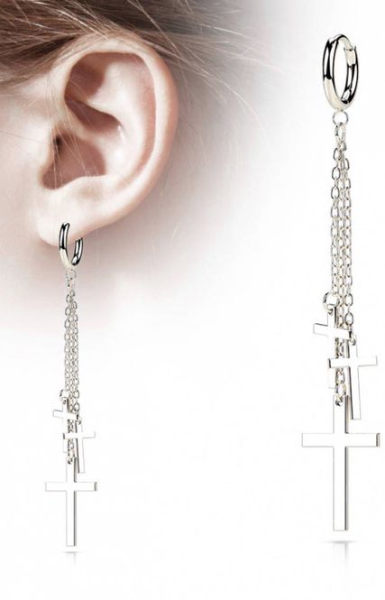 Hovedbillede 3 Cross Dangle Hoop Earring 