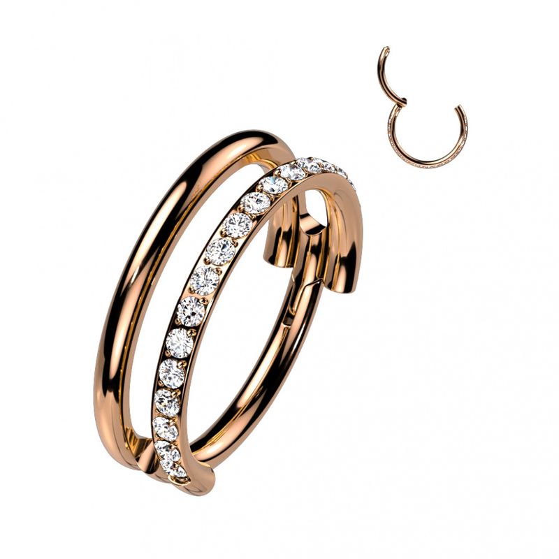 Aperta Double Hinged Ring Rose Gold Clear