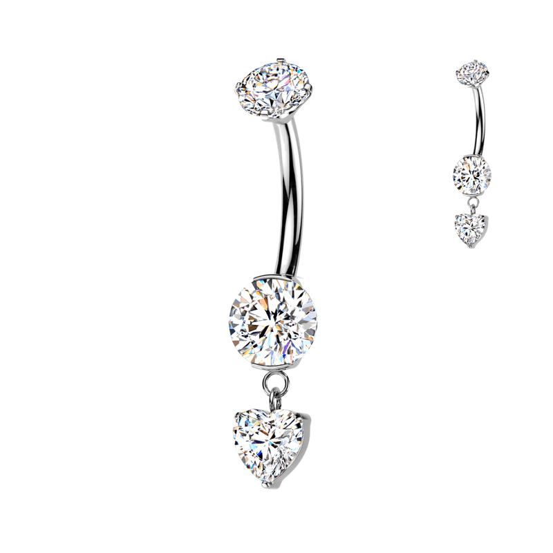 Titanium Heart Belly Ring Dangle