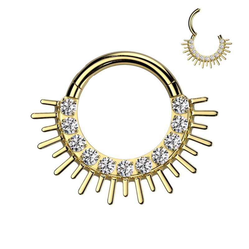 Ra Sun Hinged Ring Gold Clear