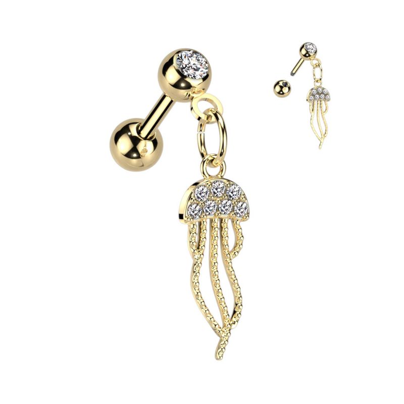 Jellyfish Dangle Barbell Gold