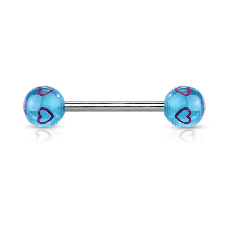 Acrylic Barbell Heart Blue
