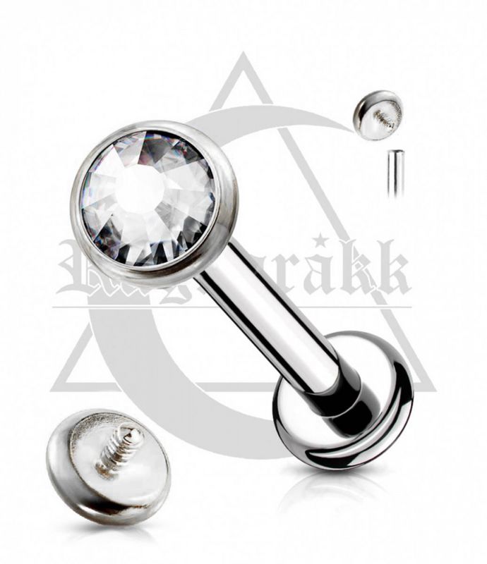 Flat Crystal Internally Threaded Labret Clear