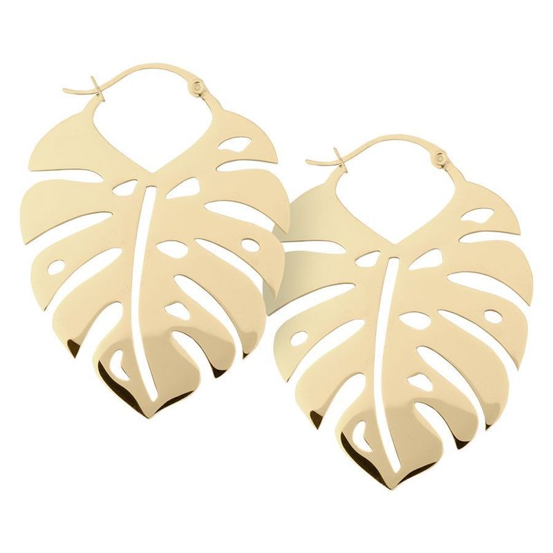 Monstera Leaf Hoops Gold