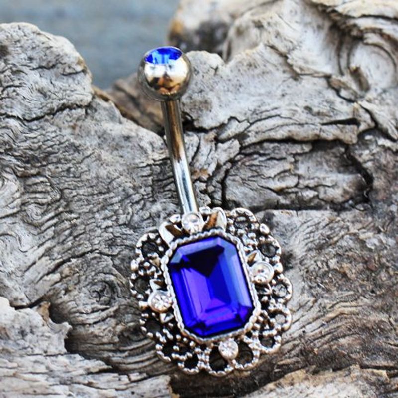 Royal Blue Belly Ring 